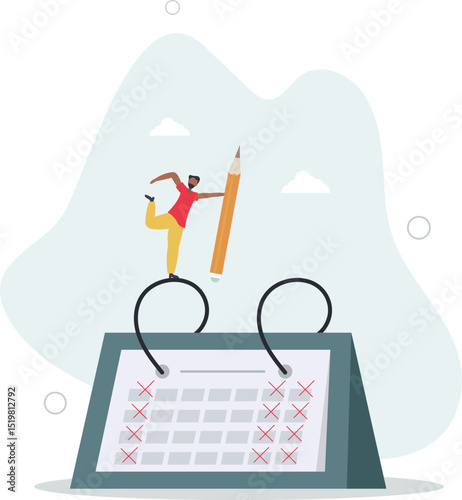 four day work week, reduce working day to increase efficiency and productivity, flexible work day for employee benefit concept. character life .