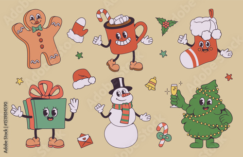Set of Christmas cartoon characters