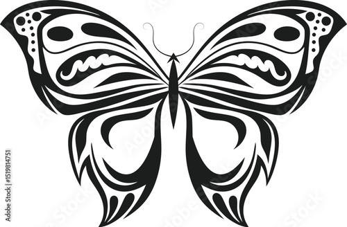 Butter fly tattoo silhouette vector illustration 