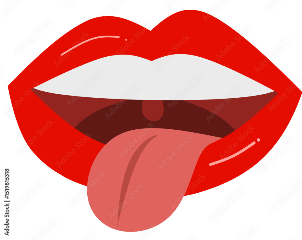 Red Lips with Tongue Out Illustration Red Lips with Tongue Out Illustration