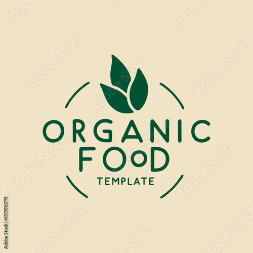 An elegant logo template for an organic food brand, showcasing a stylized leaf intertwined with a heart, representing love for nature and commitment to healthy living in a modern design.