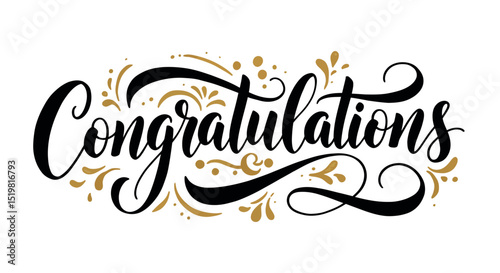 Stylish congratulations hand lettering with gold decorative elements