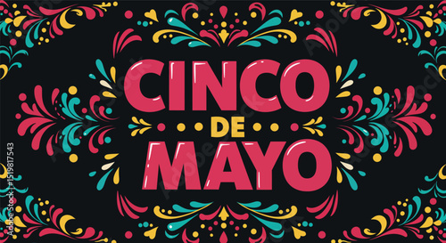 Colorful cinco de mayo celebration banner with floral patterns