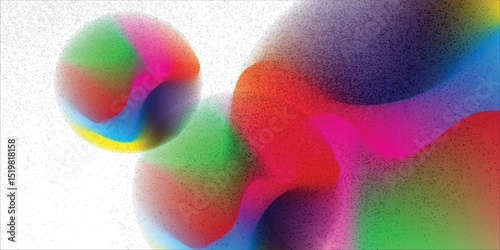 Set color circle gradient noise gradation. Abstract colorful watercolor blur mesh shape on white background. Gradient aura, grain neon blob with noise effect vector illustration.
