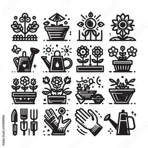 Flowers related editable stroke outline icon set flat vector illustration