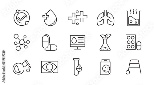 Laboratory and test line icon set. Laboratory, research, scientist, experiment, lab, science, chemical, toxic, microscope, beaker, experiment, education, biotechnology line icon set. Ui thin line icon