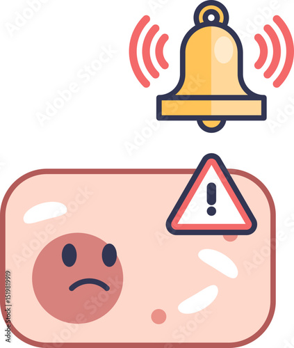 A stressed cell triggers an alert with warning symbols, representing immune or inflammatory signaling in response to damage.