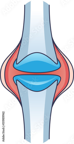 Illustration of an inflamed joint showing cartilage and synovial membrane.