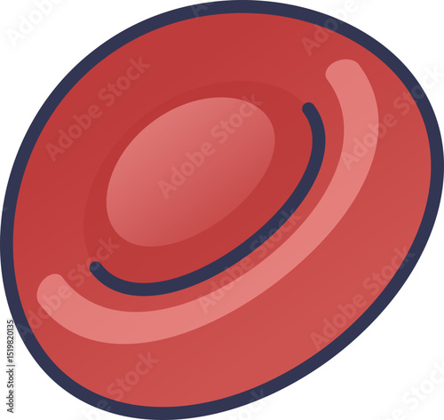 Illustration of a red blood cell, highlighting its biconcave shape and role in oxygen transport.