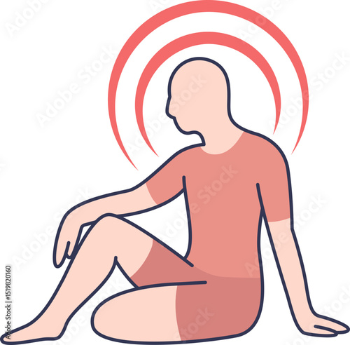 Minimalist illustration of a person sitting calmly, symbolizing relaxation and mindfulness.