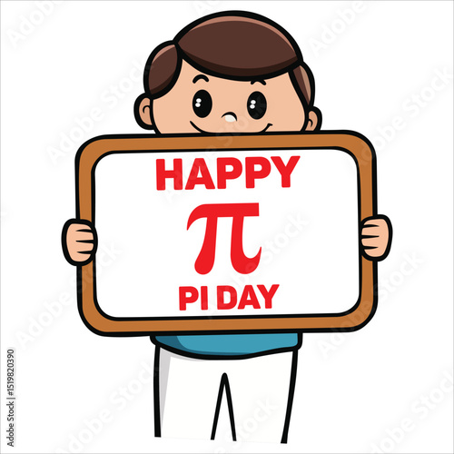 Smiling Boy Holding a Sign That Says Pi Day