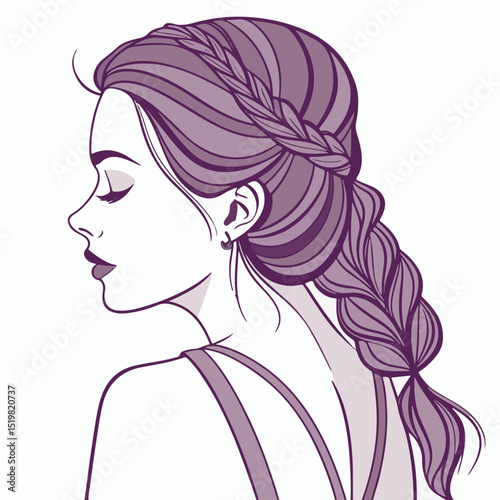 Graceful female silhouette with subtle hair details, perfect for branding, minimal fashion design, and self-expression art.