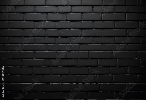 Detailed close up of a dark black painted brick wall with textured surface