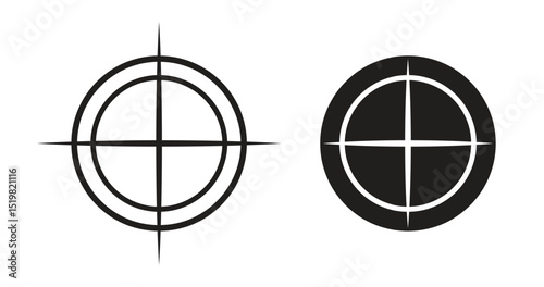 shooting target with bullet holes, target vector icon on white background