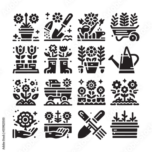 Flowers related editable stroke outline icon set flat vector illustration