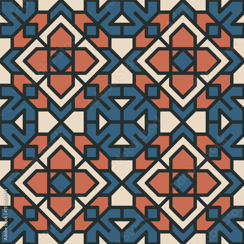 Geometric Line Ornament Seamless Textile Decorative Pattern Background Design