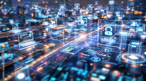 Exploring the Digital Landscape A Visual Representation of Interconnected Data and Cybersecurity