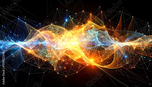 Abstract Fractal Constellation Data Visualization of Market Trends and Algorithmic Analysis