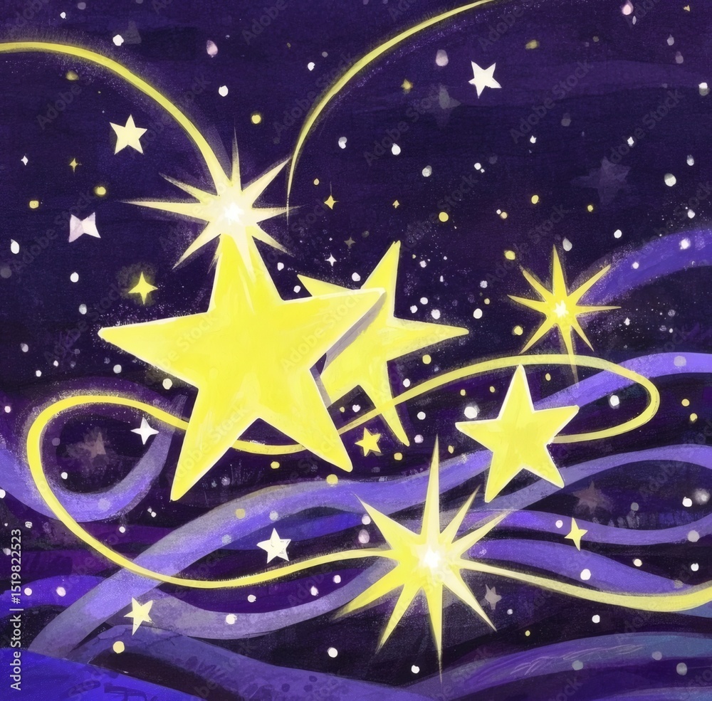 Fototapeta premium stars twinkle in the night sky, fluorescent, halo, festive background wallpaper 