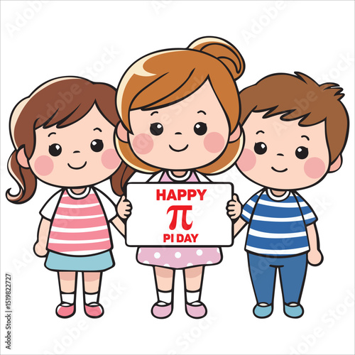 Three Kids Holding a Sign That Says Pi Day