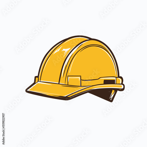 Yellow construction helmet safety hard hat illustration in cartoon doodle style isolated on white background for industry and construction work safety icon design vector