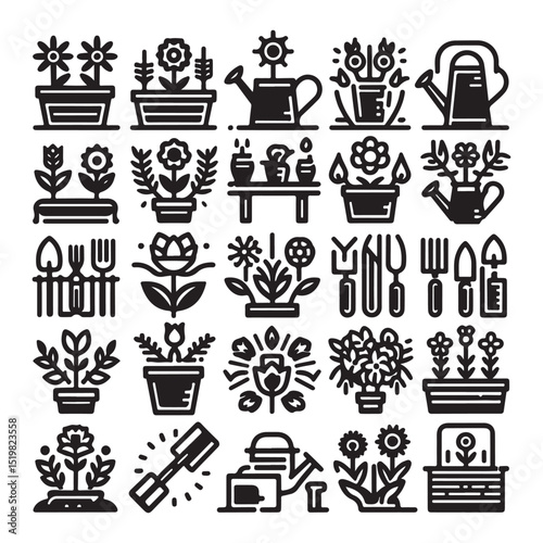 Flowers related editable stroke outline icon set flat vector illustration