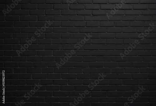 Textured black brick wall surface with shadow and light for decorative design purposes