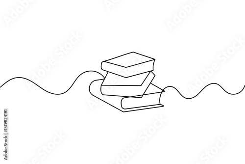 Minimalist book drawing  single  one line art isolated vector
design
