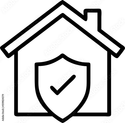 home insurance vector outline icon on white or transparent background