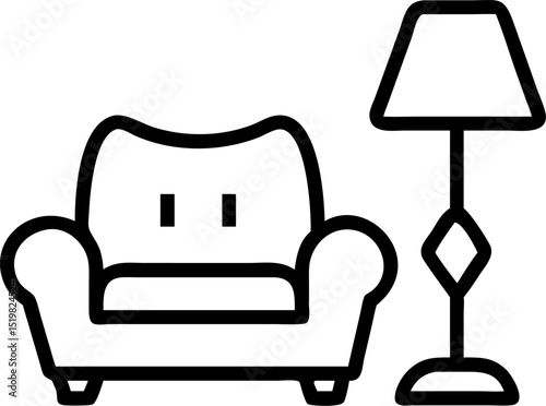  living room vector outline icon on white or transparent background