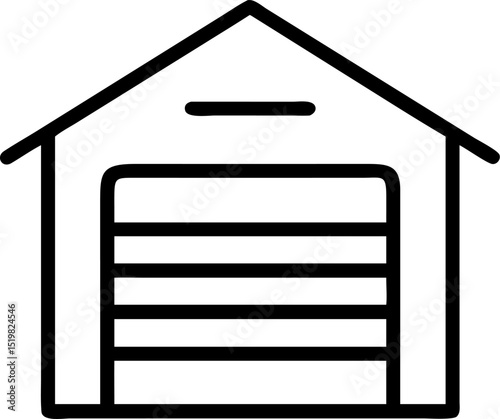 garage vector outline icon on white or transparent background