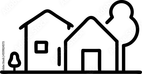  residential vector outline icon on white or transparent background