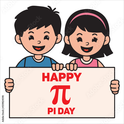 Two Kids Holding a Sign That Says Pi Day