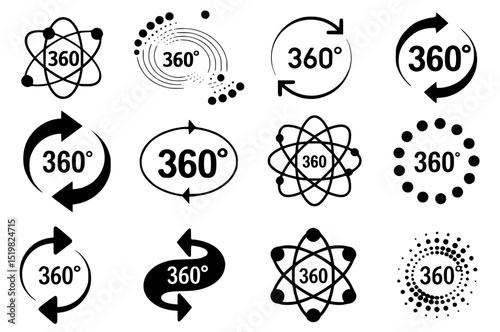 Set of 360 degree icons and symbols