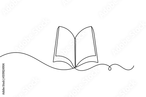 Minimalist book drawing  single  one line art isolated vector
design
