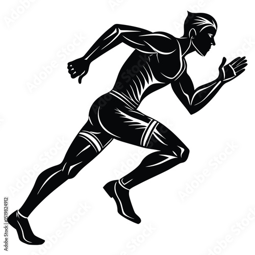 Athlete running silhouette vector illustration of a male sprinter in motion