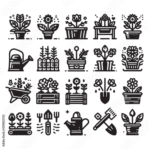 Flowers related editable stroke outline icon set flat vector illustration