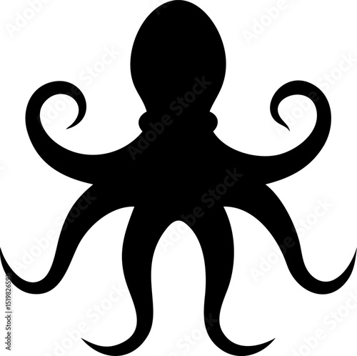 Octopus Silhouette Vector Icon Design Simple Clean and Versatile Marine Animal Illustration for Graphic Design and Creative Projects Perfect for