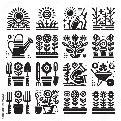 Flowers related editable stroke outline icon set flat vector illustration