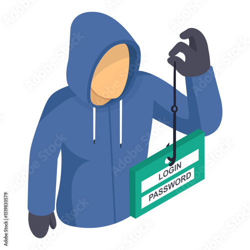 browser hijacker isometric Concept, Theft and Pickpocket vector icon design, White Collar Crime symbol, Computer crime Sign, security breakers stock illustration