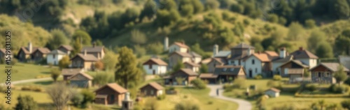 Wallpaper Mural Idyllic countryside panorama with charming village nestled amidst lush greenery hills Torontodigital.ca