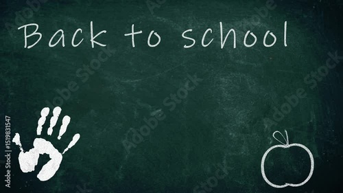 Back to school with apple for teacher on chalk black board
