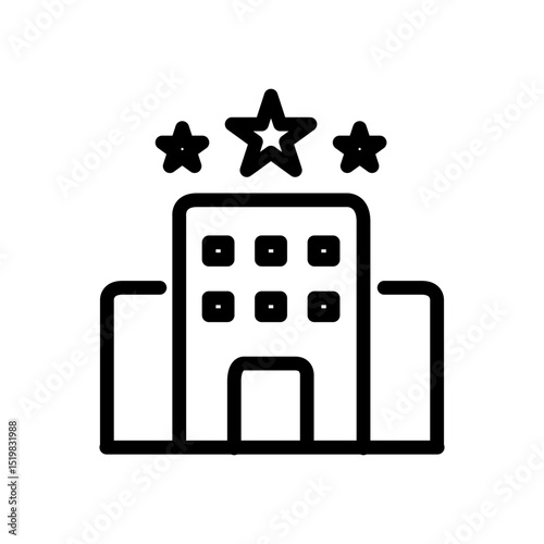 Three stars. Simple vector icon of hotel. Monochrome.