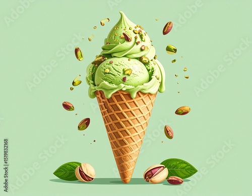 Cornet de glace à la pistache