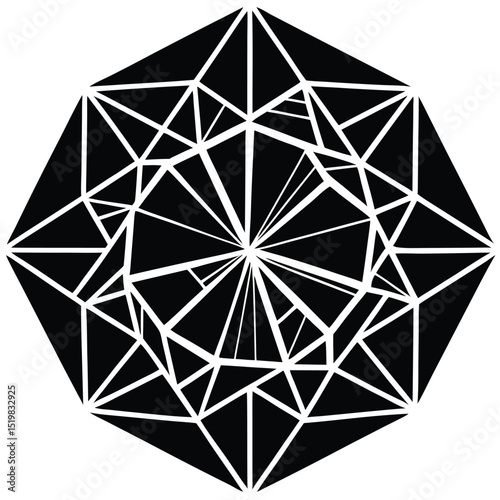 Abstract octagon geometric shape black and white illustration design background