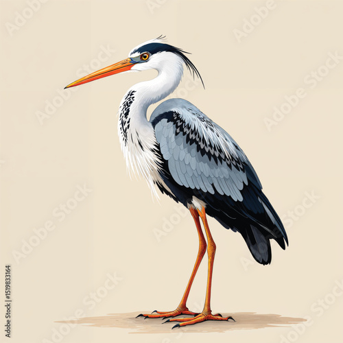 Heron cartoon vector illustration isolated