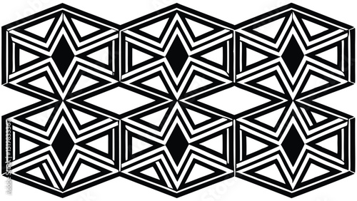 Geometric hexagon pattern black and white abstract background vector illustration