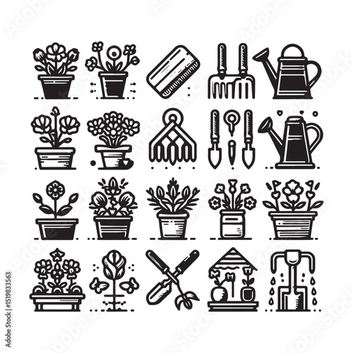 Flowers related editable stroke outline icon set flat vector illustration