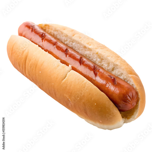 A plain hot dog isolated on a transparent background
