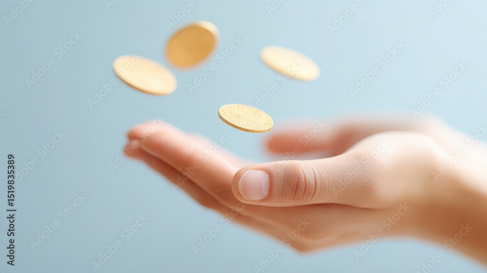 financial trouble bankruptcy recovery concept. Hand releasing coins into the air against a light background. financial trouble bankruptcy recovery concept. Hand releasing coins into the air against a light background.